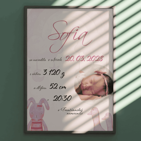 Darček ku krstu - tabuľka pre novorodenca