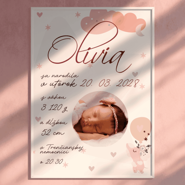 Tabuľka o narodení - vlastný návrh